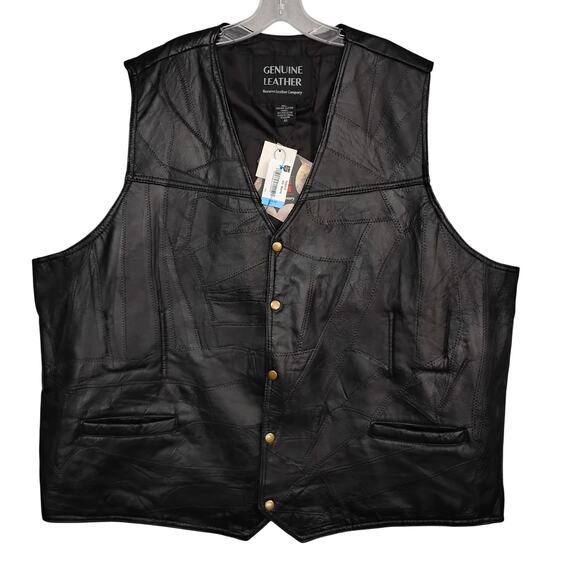 Navarre Other - VTG 90s NEW Genuine Leather Navarre Leather Company Vest 4X Patched Fully Lined